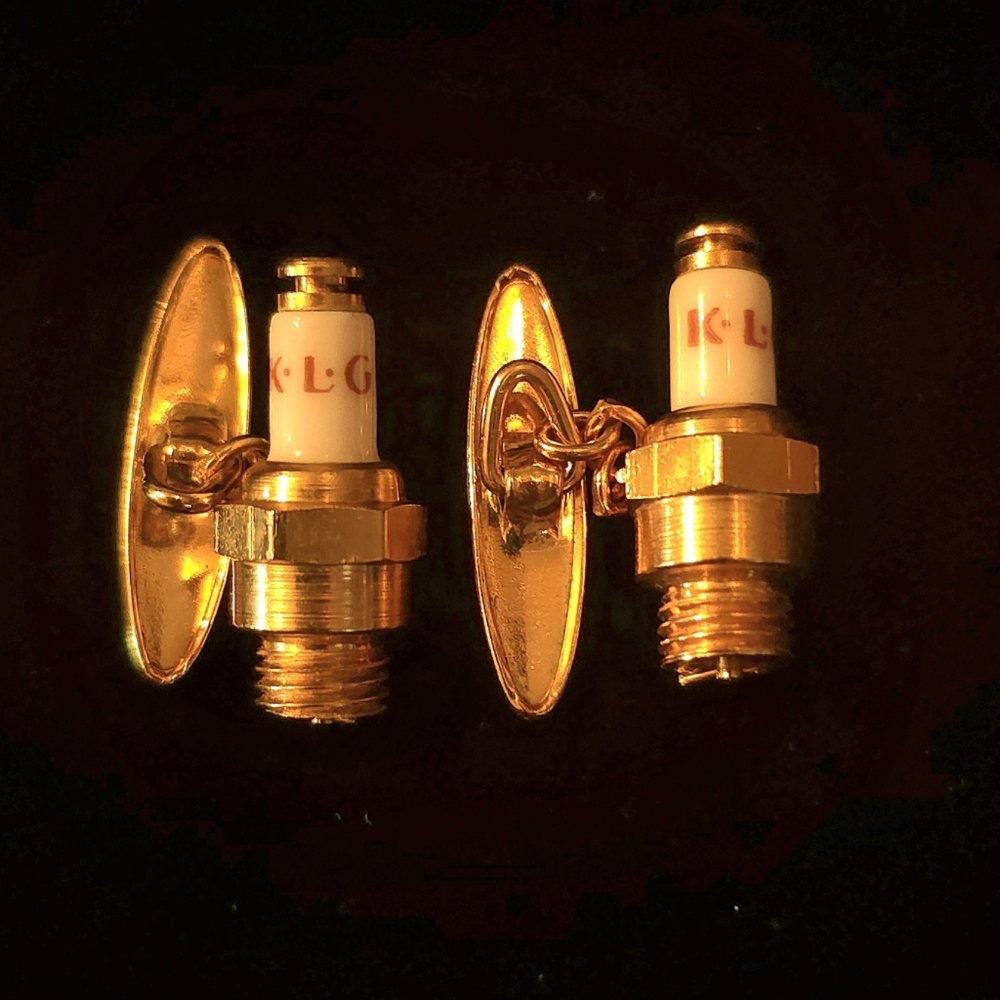 RARE KLG Spark Plug Cufflinks Bentley Rolls-Royce Automotive Memorabilia
